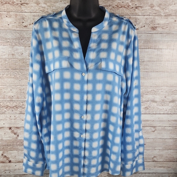 Blue and White Checkered Blouse - Picture 2 of 10